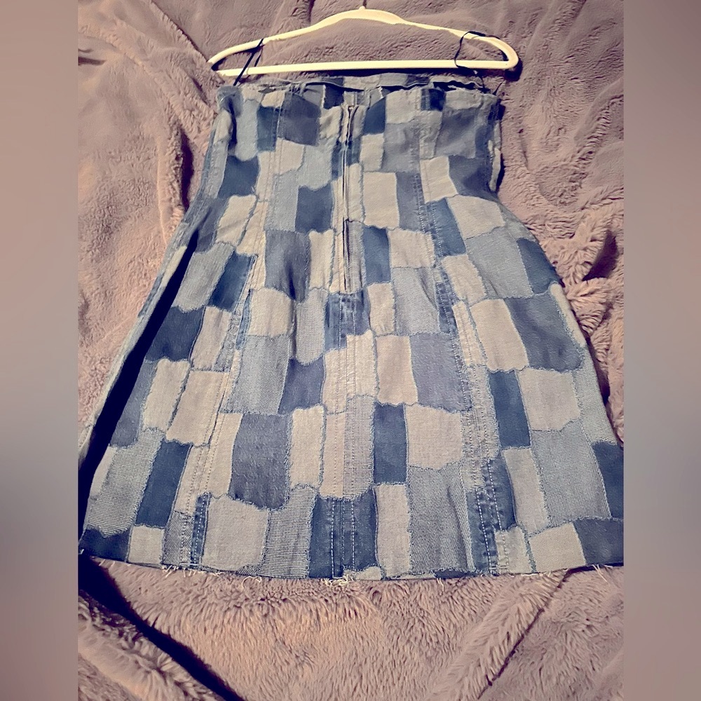 Denim Bodycon Tube Dress, Indigo Patchwork, HOT Hot item Size XS, XXS - Picture 7 of 12